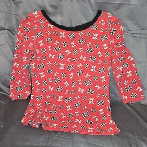 Disney Red and Black Long Sleeve Women's Top